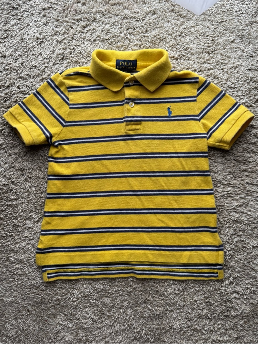 Polo Ralph Lauren Striped Polo Shirt 4T Yellow Blue Classic Toddler Boys